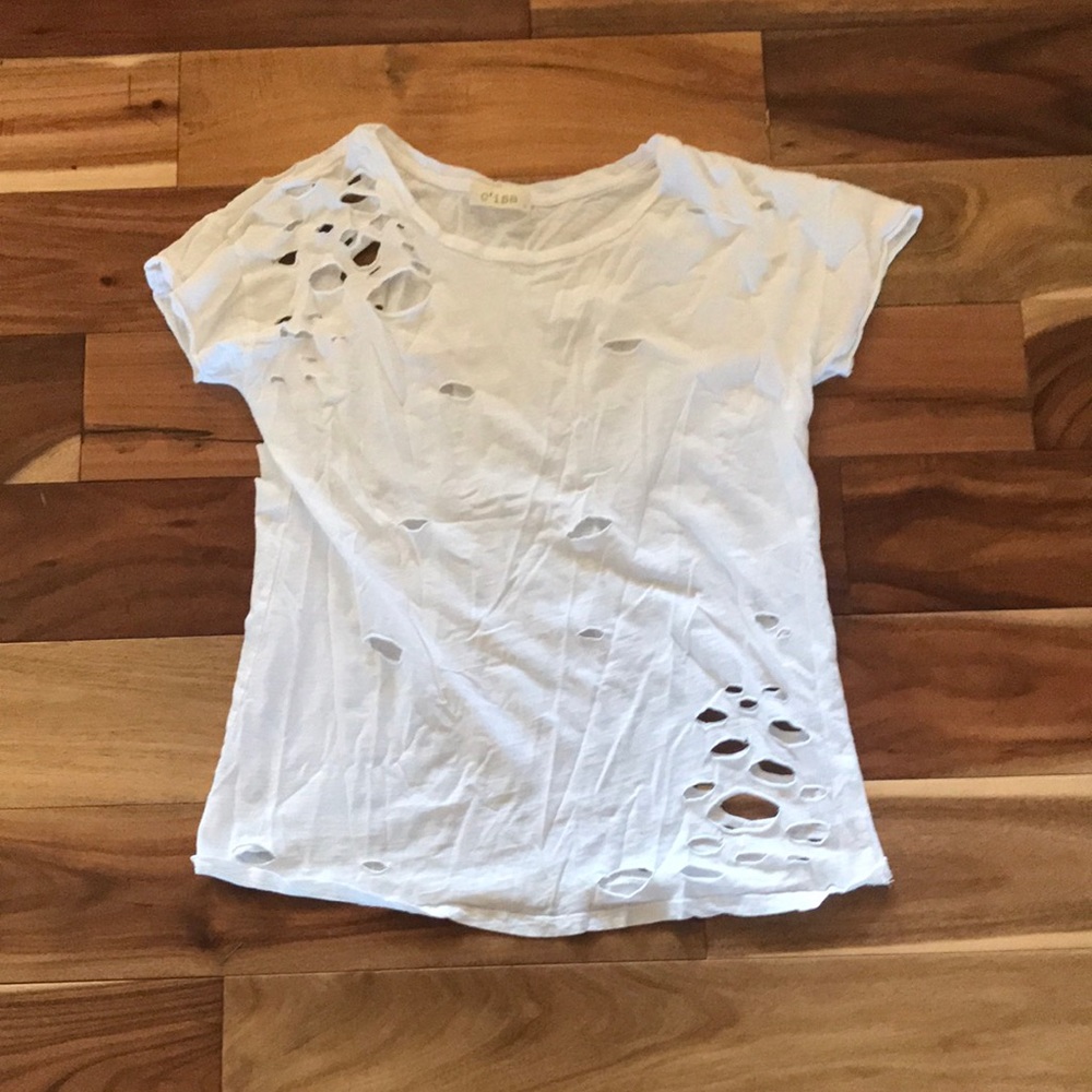 ripped white womens t-shirt
